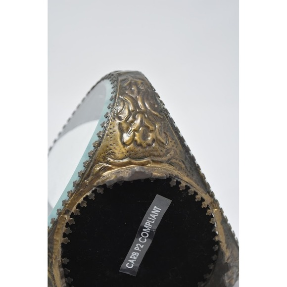 Vintage Brass Ormolu 3 Sided Jewelry Casket Box Tufted Beveled Glass missing lid - Picture 6 of 8